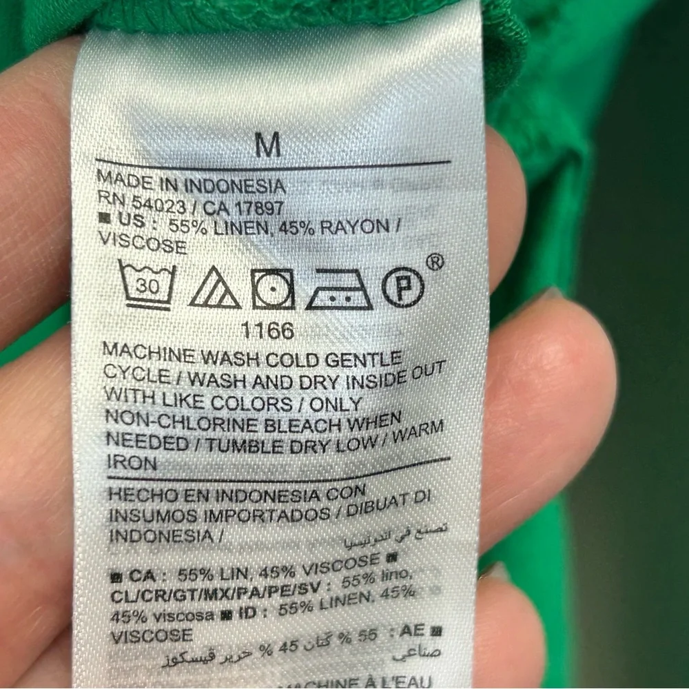 Old Navy Women’s M Vibrant Kelly Green Linen Button Down Shirt St. Patrick’s Day - Picture 7 of 11